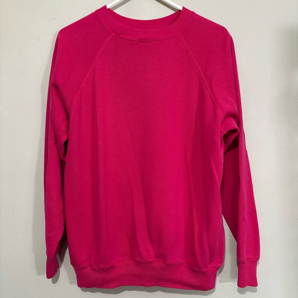 90s Vtg Pink Pullover Crewneck Sweatshirt Shredded Floral Details Size Lg - Picture 3 of 5